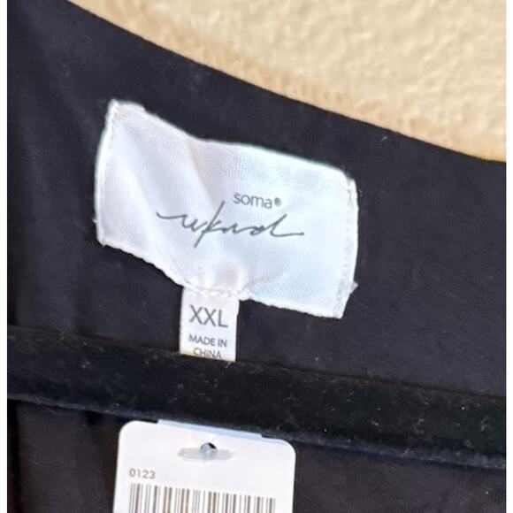 NWT Soma Wknd Plus XXL Twist Waist Maxi Dress Black Jersey Knit Built-In Bra - Picture 6 of 9